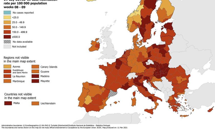 Συναγερμός για την Ελλάδα και από τον ECDC: Έγινε πορτοκαλί όλη η χώρα – Δείτε τους χάρτες 