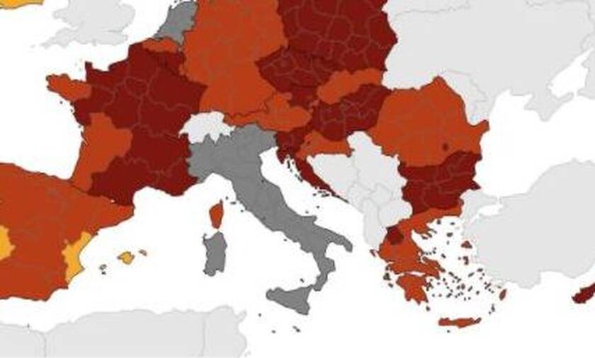 Κορονοϊός - Τι αποκαλύπτει ο χάρτης ECDC: Στο «κόκκινο» η Ελλάδα - Στα ύψη ο δείκτης θετικότητας
