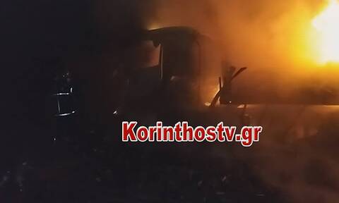 Φωτιά σε νταλίκα στην παλαιά εθνική οδό Αθηνών – Κορίνθου – Έκλεισε ο δρόμος