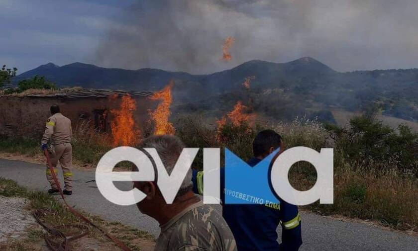 Εύβοια: Φωτιά ΤΩΡΑ στο παλιό χωριό στο Δύστο