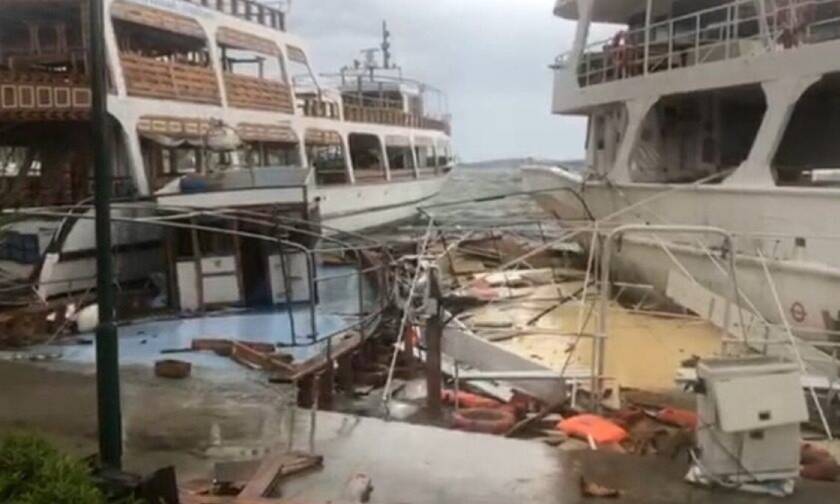 Μυτιλήνη: Πολλές καταστροφές στο νησί από υδροστρόβιλο