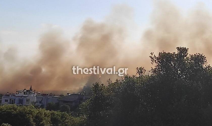 Θεσσαλονίκη: Φωτιά ΤΩΡΑ στην Πυλαία - Κοντά σε σπίτια οι φλόγες (vid)