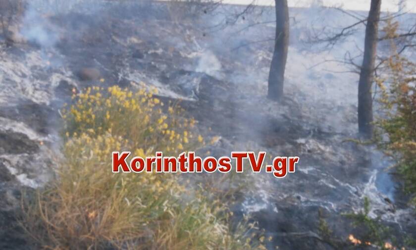 Φωτιά σε ξερά χόρτα στην Κόρινθο κοντά στις γραμμές του Προαστιακού