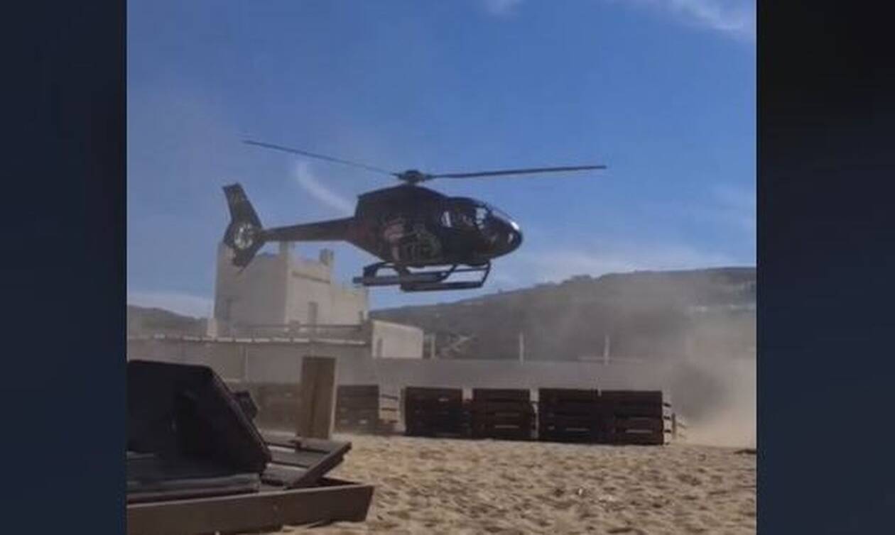 Μύκονος: Ελικόπτερο επιχειρηματία προσγειώθηκε σε παραλία (vid)
