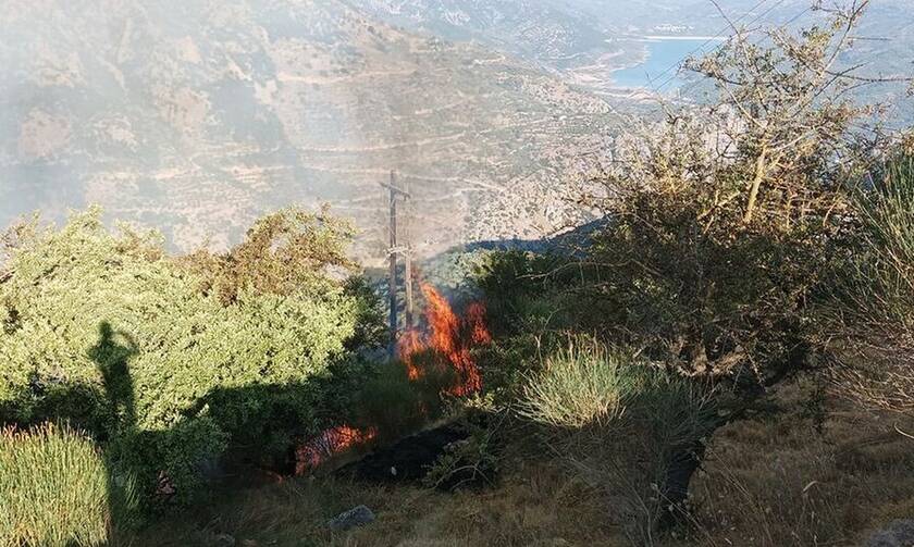 Λασίθι: Σε εξέλιξη μεγάλη φωτιά - «Σηκώθηκε» ελικόπτερο