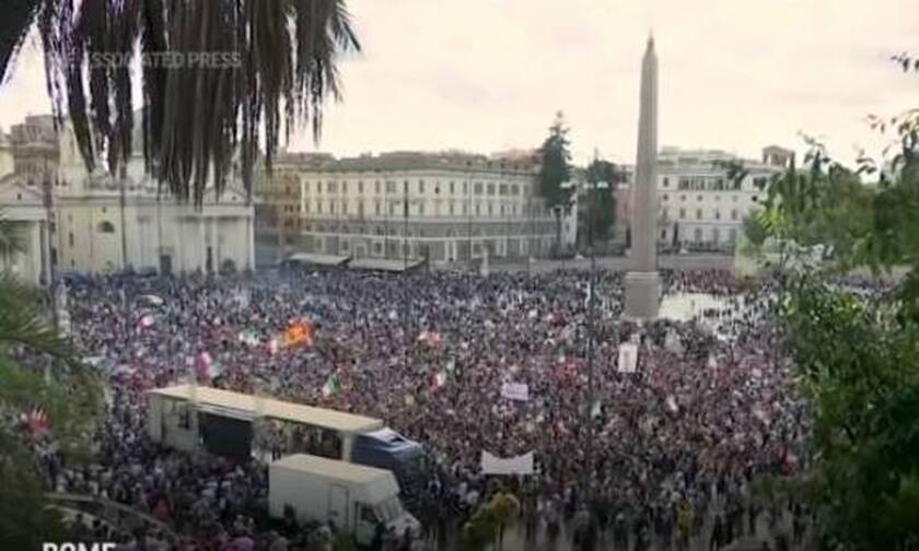 Διαδήλωση μη εμβολιασμένων στη Ρώμη