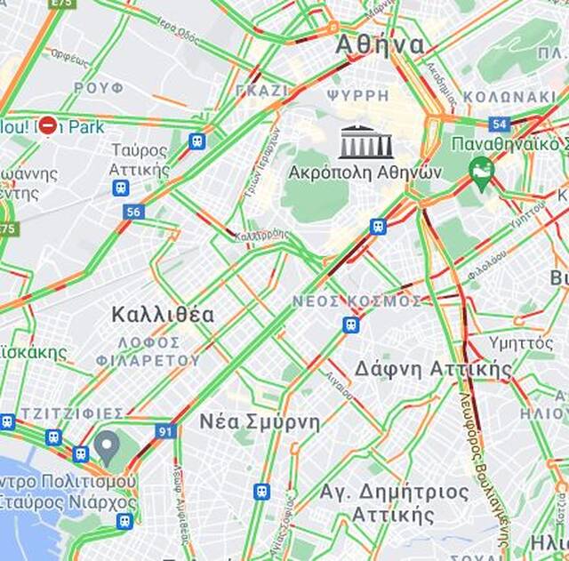 Καλύτερη η κατάσταση στους δρόμους γύρω από το κέντρο της Αθήνας