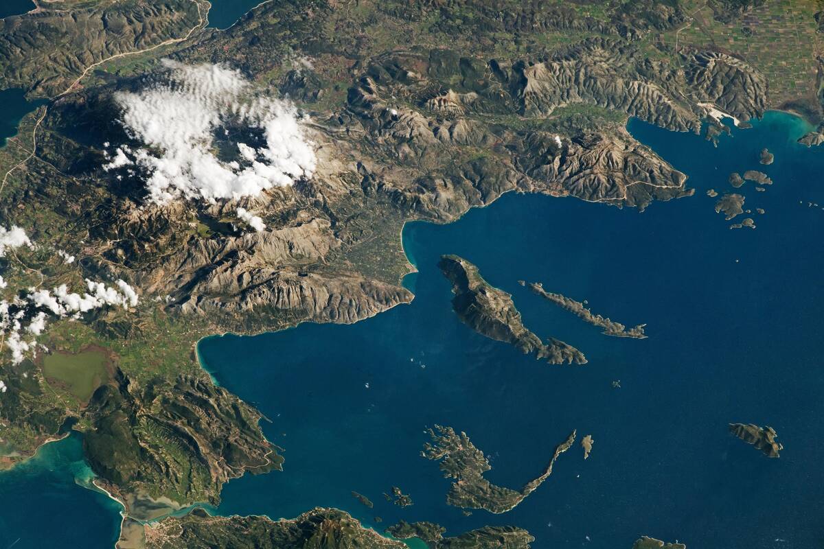 Φωτογραφία της Δυτικής Ελλάδας τραβηγμένη από αστροναύτη της NASA από τον Διεθνή Διαστημικό Σταθμό