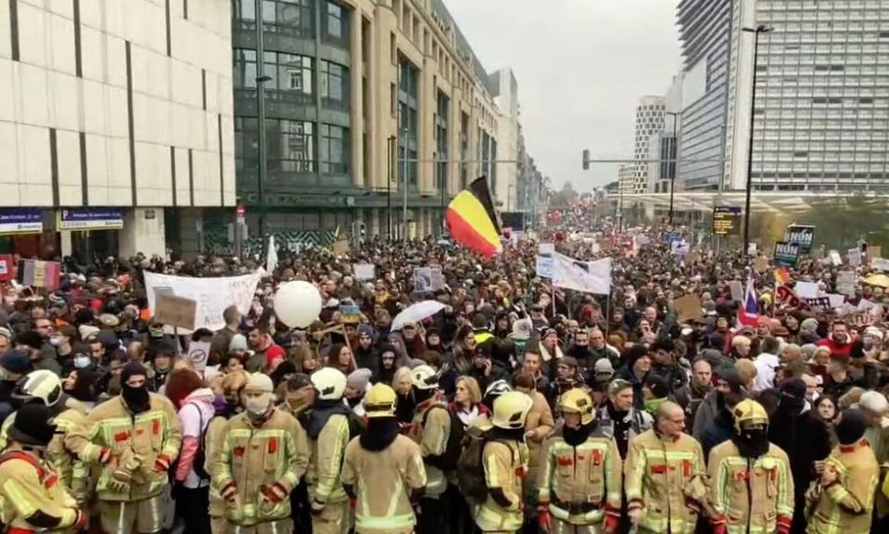 Κορονοϊός - Βέλγιο: Μεγάλη διαδήλωση κατά των μέτρων στις Βρυξέλλες - «Εμβόλια, όχι ευχαριστώ»