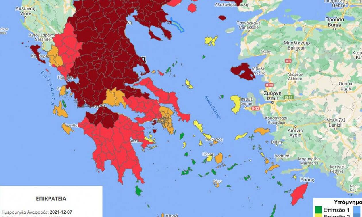 Κρούσματα: Στο κόκκινο και η Λακωνία - Ο επιδημιολογικός χάρτης της χώρας