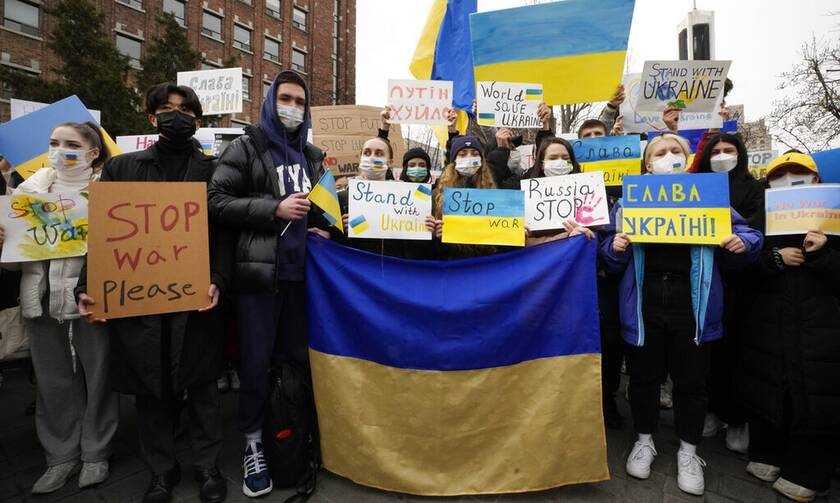 Διαδηλωτές υπέρ της Ουκρανίας