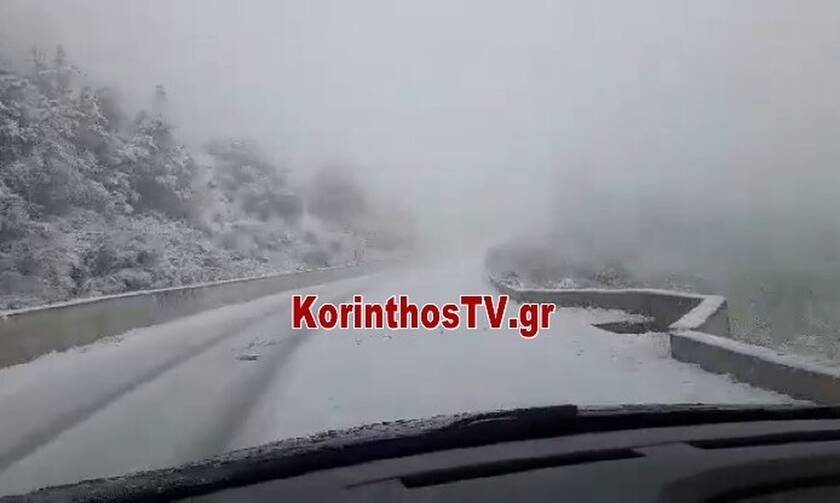 Κακοκαιρία Φίλιππος: Έντονη χιονόπτωση στην Καστανιά Κορινθίας