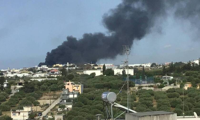 Φωτιά τώρα στην Βιομηχανική Περιοχή Ηρακλείου στην Κρήτη