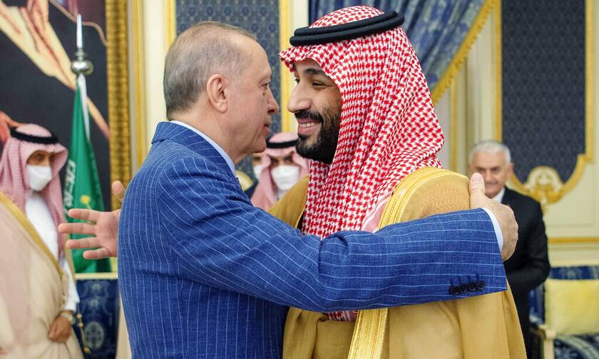 O Ερντογάν με τον Σαουδάραβα πρίγκιπα διάδοχο