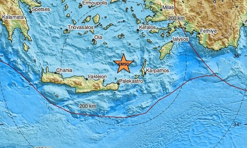Σεισμός τώρα μεταξύ Κρήτης και Καρπάθου - Αισθητός σε πολλές περιοχές