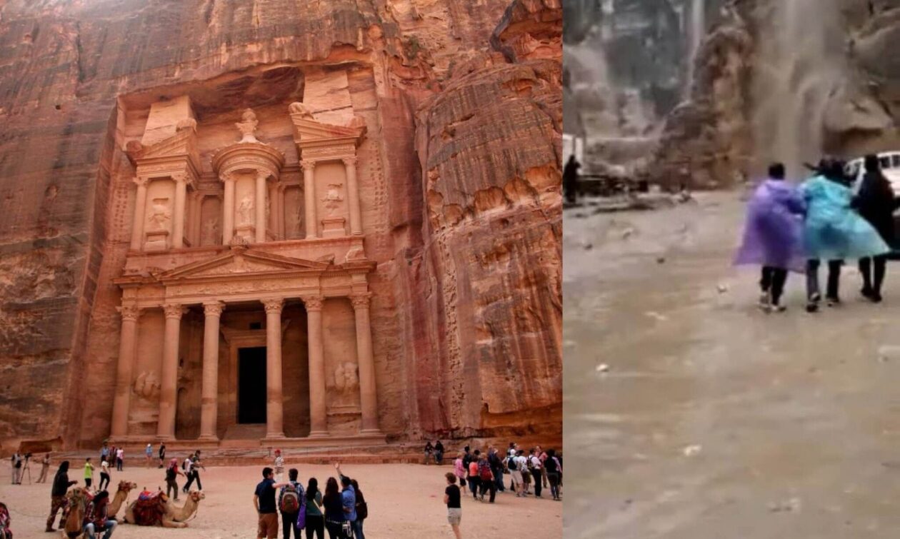 Σκηνές χάους στην Ιορδανία - Πλημμύρισε η αρχαία πόλη της Πέτρας