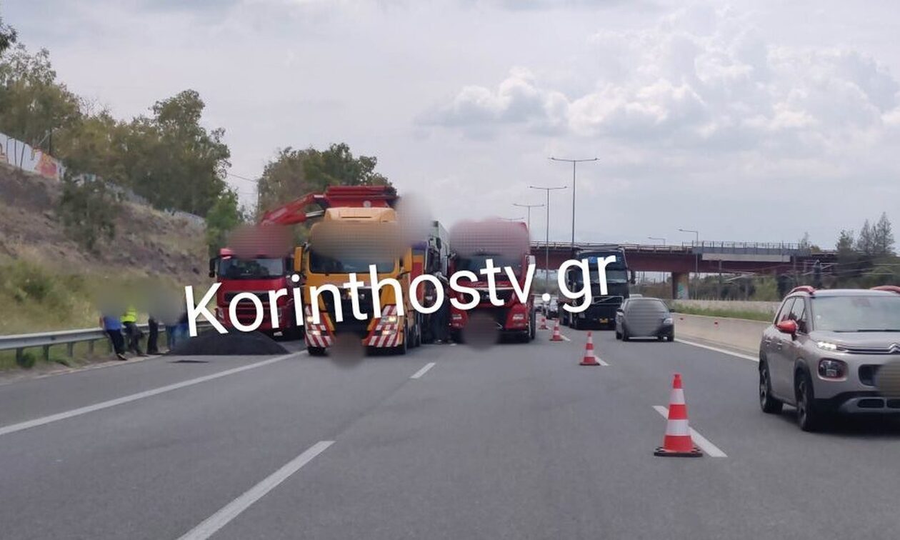 Τροχαίο στην Εθνική Οδό Αθηνών - Κορίνθου: Σύγκρουση δύο φορτηγών - Στο νοσοκομείο ο οδηγός