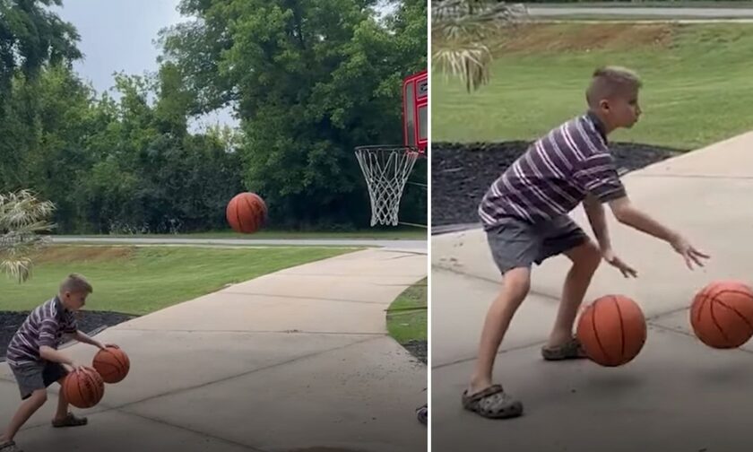 9χρονος εντυπωσιάζει με τις ικανότητές του στο μπάσκετ