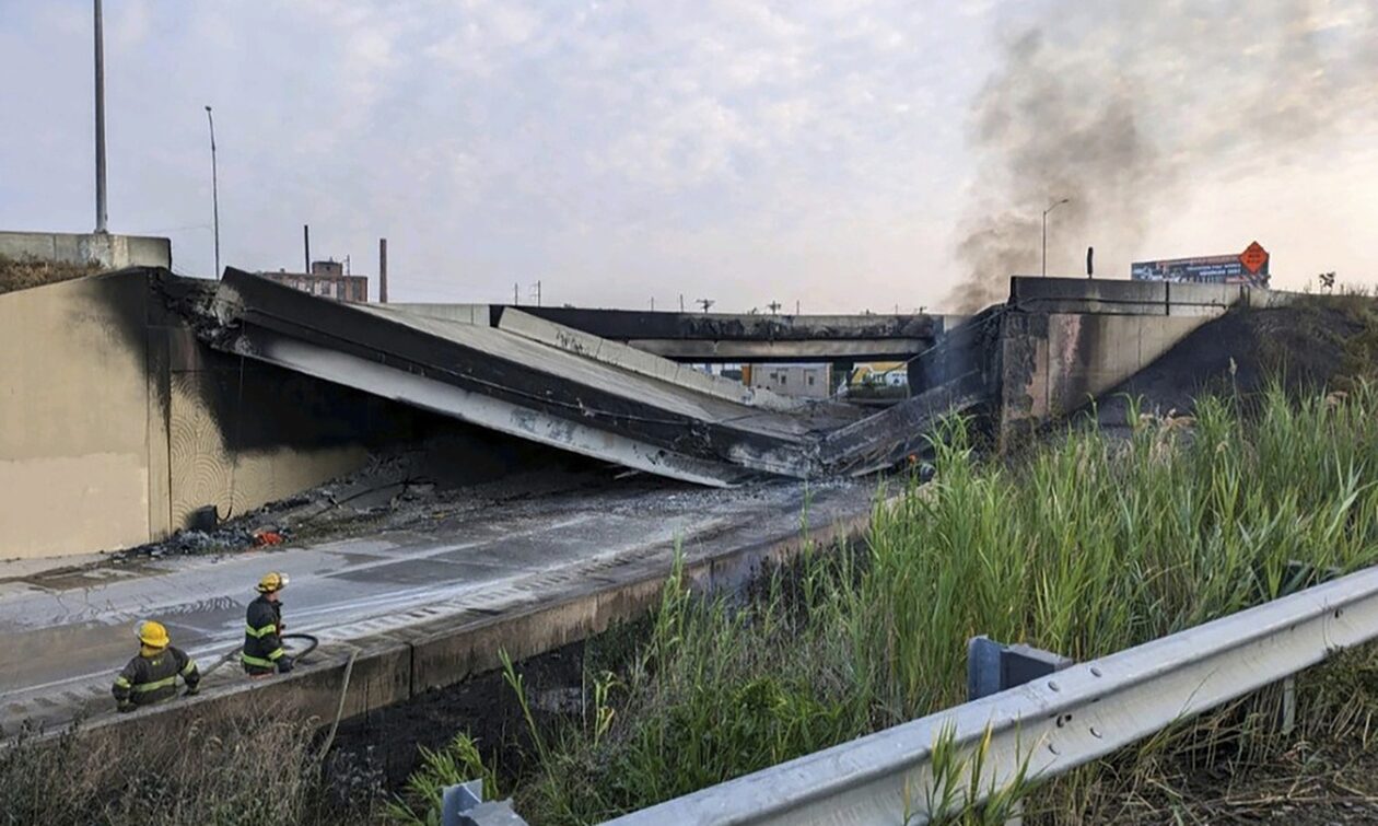 ΗΠΑ: Κατάρρευση αυτοκινητοδρόμου λόγω πυρκαγιάς – Από θαύμα δεν υπήρξαν θύματα