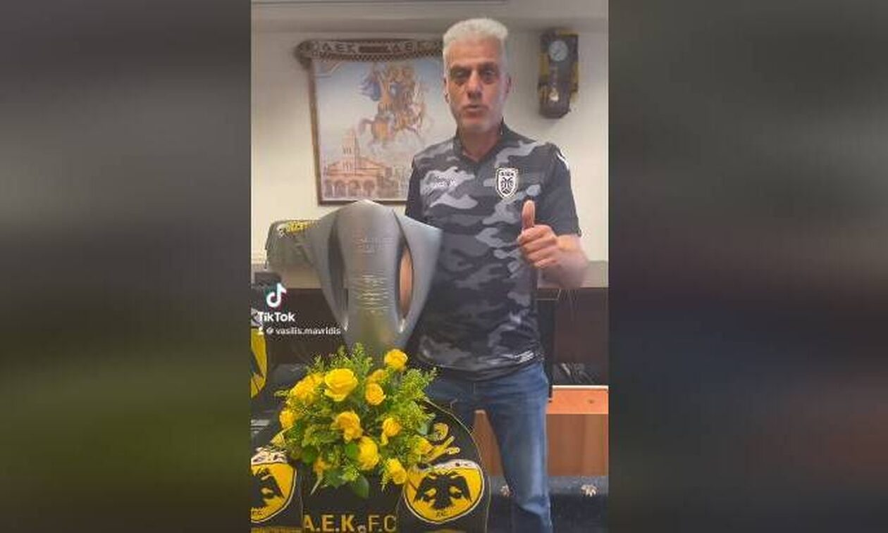 ΑΕΚ: Ο Δήμαρχος Ορεστιάδας υποδέχθηκε το τρόπαιο της Super League με φανέλα του ΠΑΟΚ