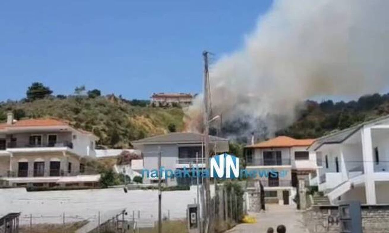Φωτιά τώρα στη Ναύπακτο: Φλόγες μέσα σε κατοικημένη περιοχή