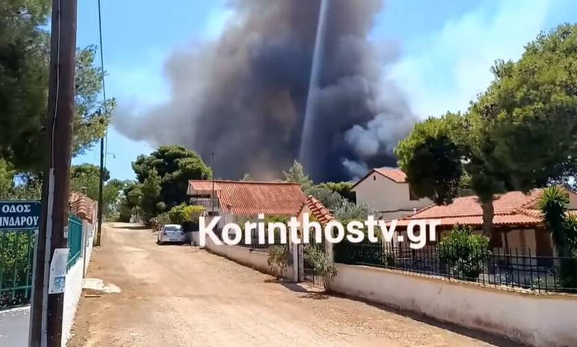 Φωτιά τώρα στην Καλλιθέα Λουτρακίου – Καίει μία «ανάσα» μακριά από σπίτια