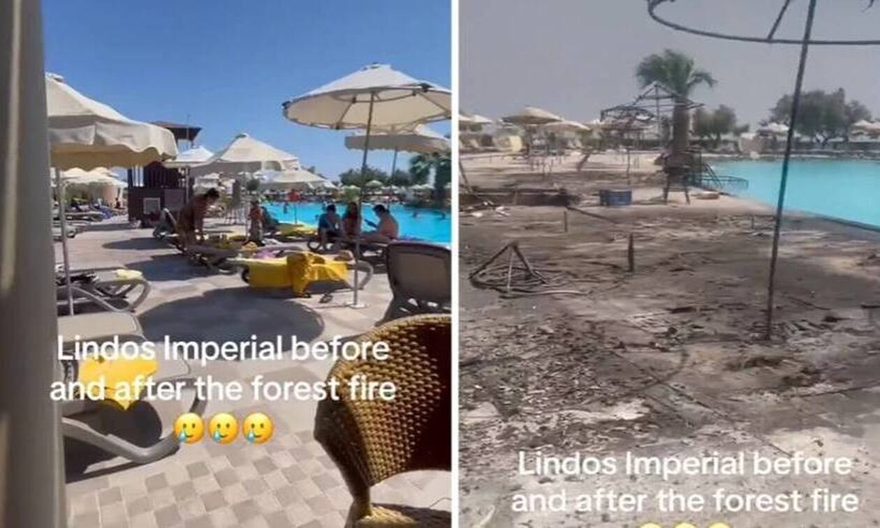 Φωτιά στη Ρόδο: Βίντεο τουρίστα με το ξενοδοχείο που έμενε στη Λίνδο πριν και μετά