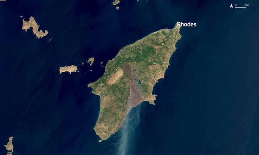 Φωτιά Ρόδος: Στάχτη χιλιάδες στρέμματα – Αποκαλυπτικές οι δορυφορικές εικόνες