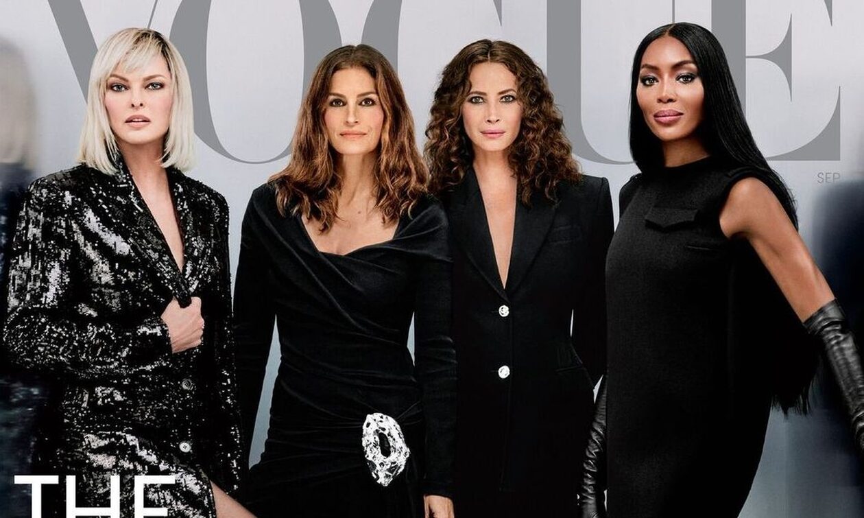 Κάμπελ, Κρόφορντ, Εβαντζελίστα και Τέρλινγκ: Τέσσερα supermodels ποζάρουν για το εξώφυλλο της Vogue