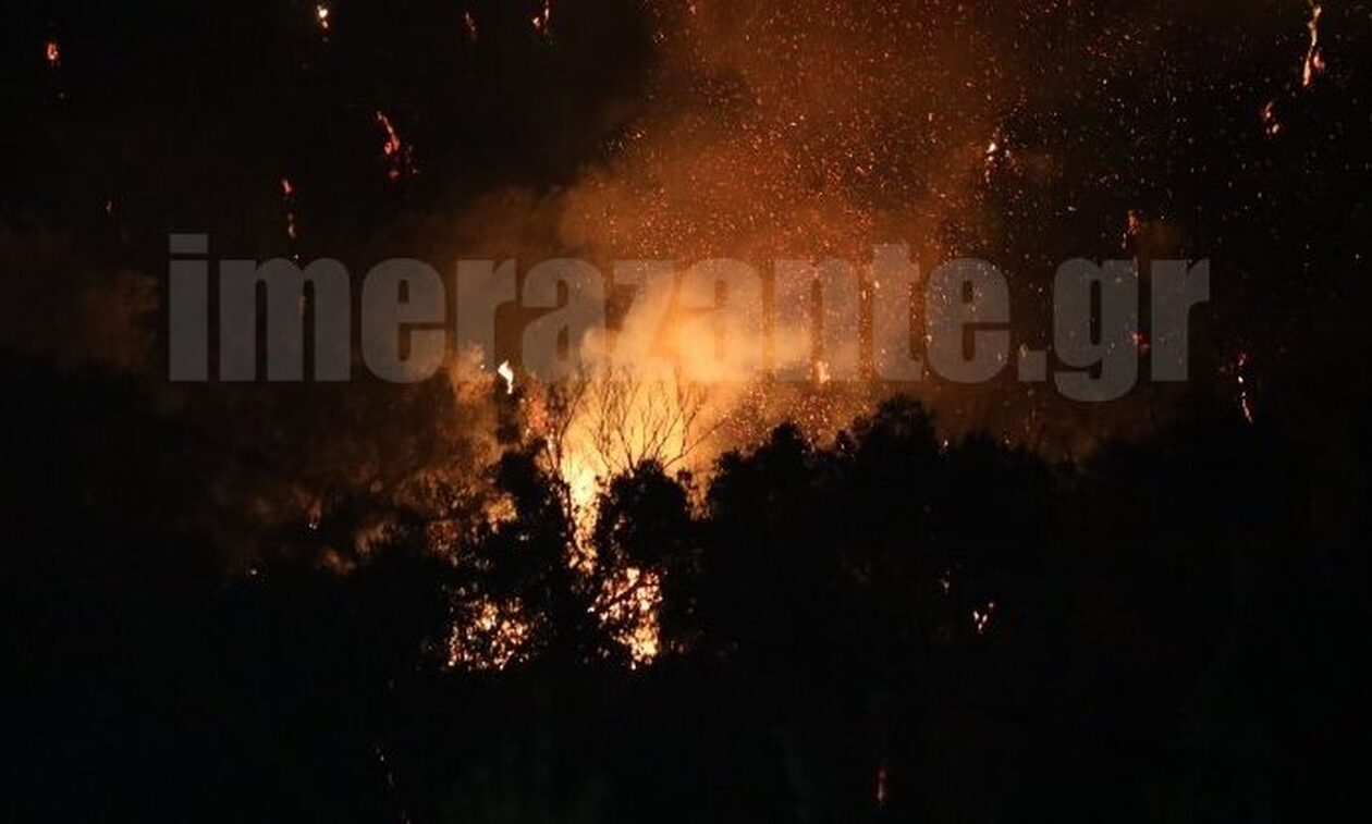 Ζάκυνθος: Χωρίς ενεργό μέτωπο η πυρκαγιά - Σε επιφυλακή όλη νύχτα οι πυροσβεστικές δυνάμεις (vid)