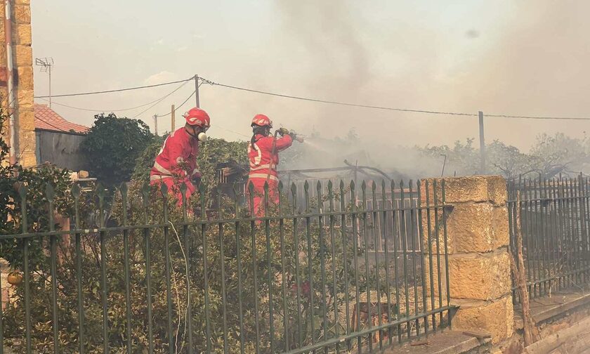 Φωτιά στην Αλεξανδρούπολη: Στη μάχη με τις φλόγες οι εθελοντές του Ελληνικού Ερυθρού Σταυρού