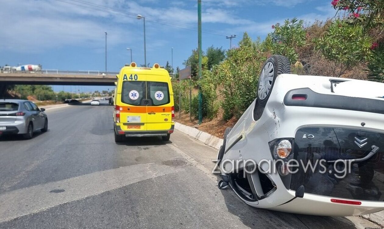 Χανιά: Τούμπαρε αυτοκίνητο στον κόμβο Μουρνιών – Στο νοσοκομείο η οδηγός