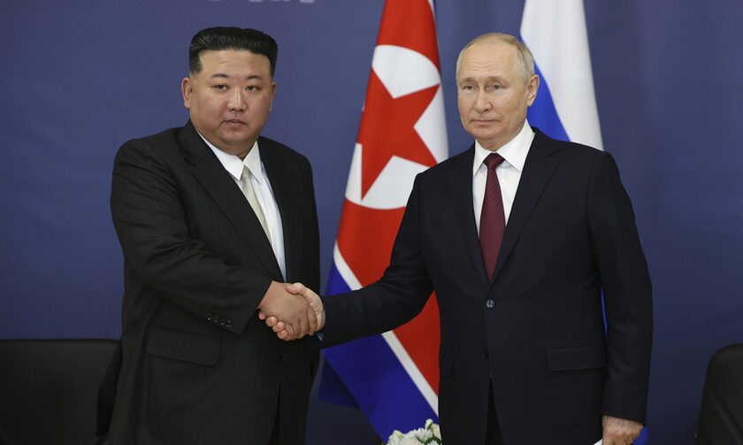 O Kιμ Γιονγκ Ουν με τον Βλαντιμίρ Πούτιν