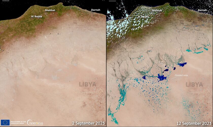 Αποκαλυπτικές εικόνες δορυφόρου: «Λίμνες» στην καρδιά της Σαχάρας από την κακοκαιρία Daniel