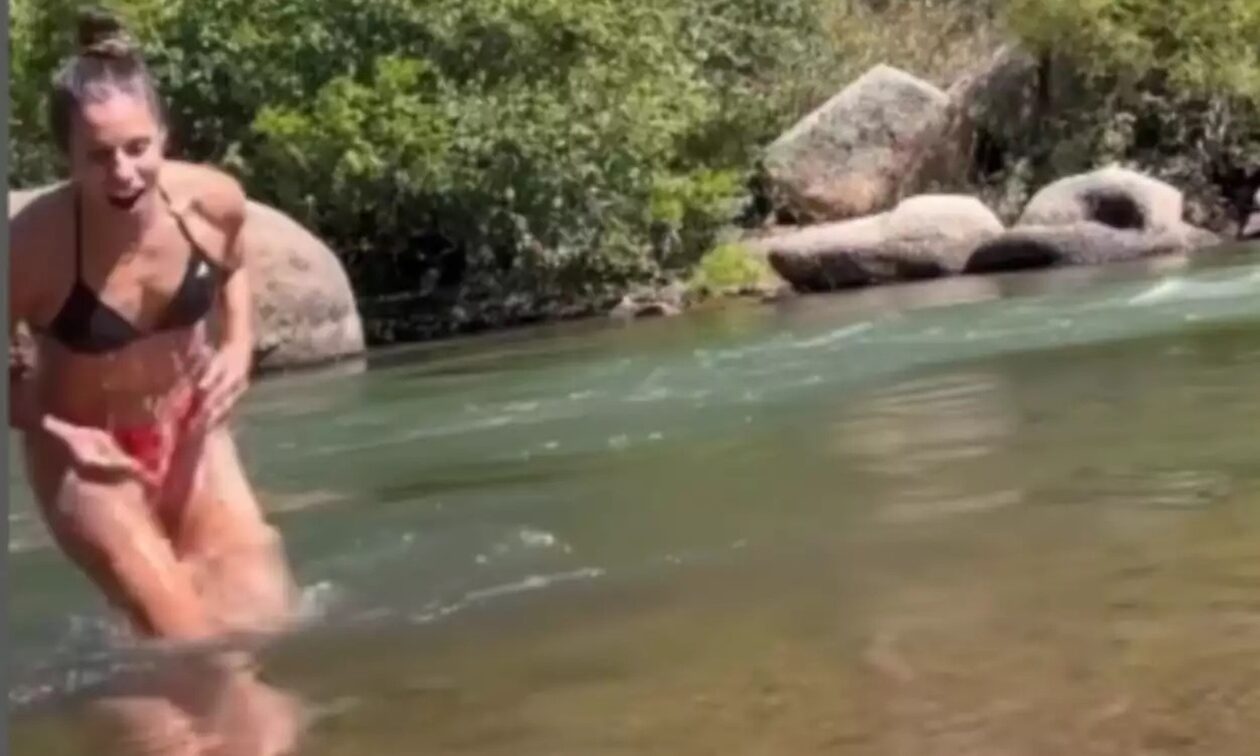 Κατερίνα Στεφανίδη: Βούτηξε σε παγωμένο ποτάμι του Κολοράντο και βγήκε τρέχοντας (vid)