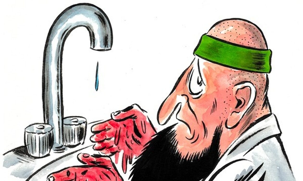 Πόλεμος Ισραήλ: Το νέο σκίτσο του Charlie Hebdo με τα ματωμένα χέρια