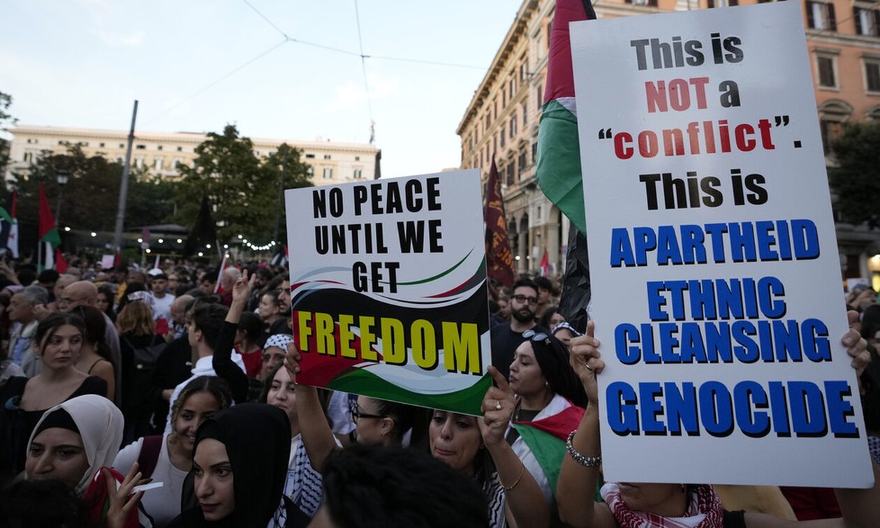 Εκατοντάδες φοιτητές και μαθητές διαδήλωσαν στη Ρώμη για την Παλαιστίνη