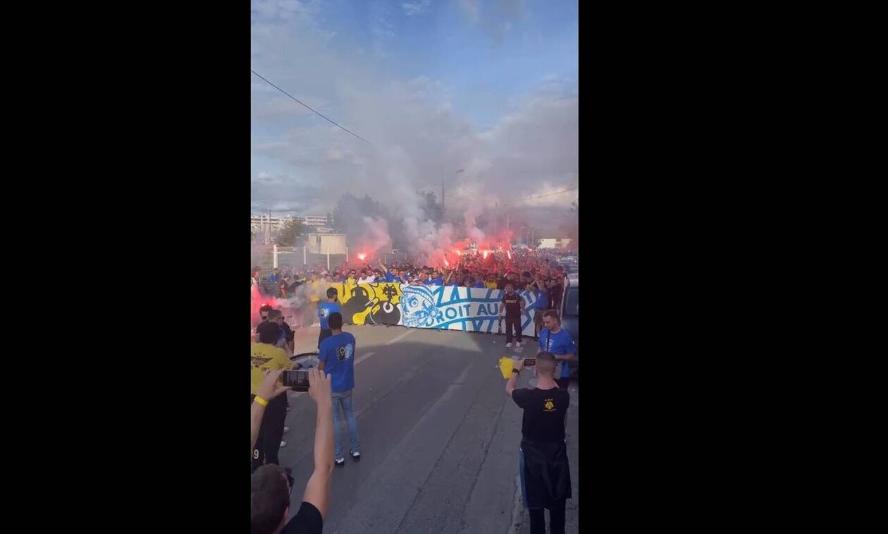 Μαρσέιγ – ΑΕΚ: «Πάρτι» στη Μασσαλία | Κοινή πορεία των οπαδών για το Βελοντρόμ (video)