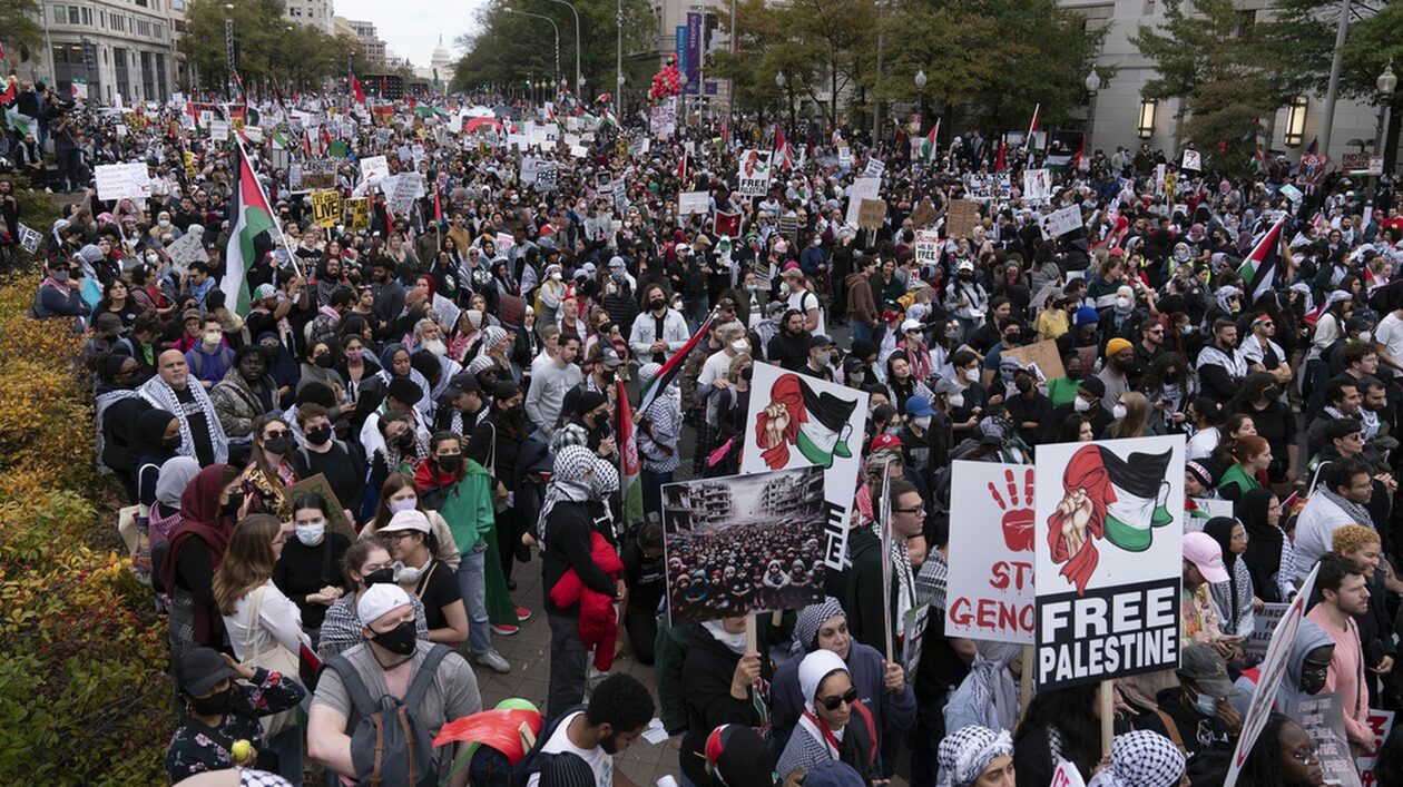 Ουάσινγκτον: Εκατοντάδες χιλιάδες άνθρωποι διαδήλωσαν για τους Παλαιστινίους