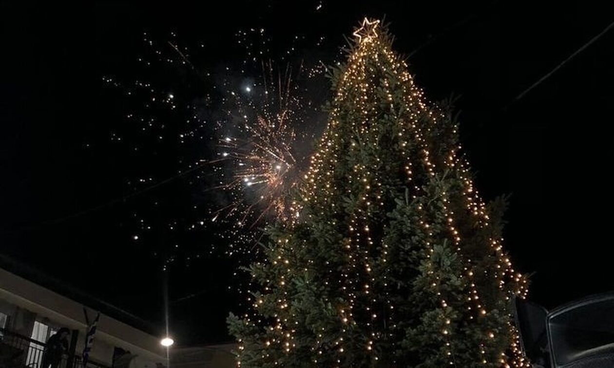 Χαλκιδική: Φωταγωγήθηκε το πρώτο Χριστουγεννιάτικο δέντρο στην Ελλάδα