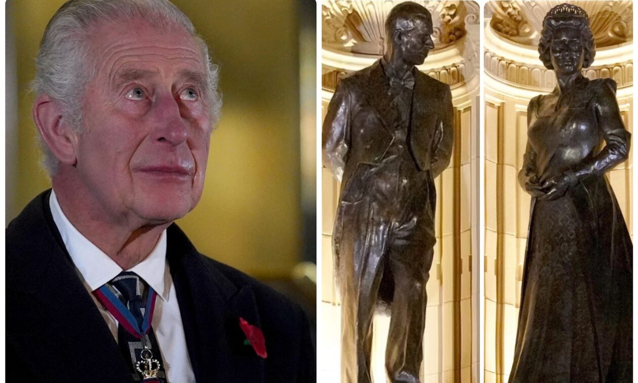 Συγκινημένος ο βασιλιάς Κάρολος στα αποκαλυπτήρια αγαλμάτων των γονιών του στο Royal Albert Hall