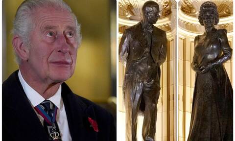 Συγκινημένος ο βασιλιάς Κάρολος στα αποκαλυπτήρια αγαλμάτων των γονιών του στο Royal Albert Hall