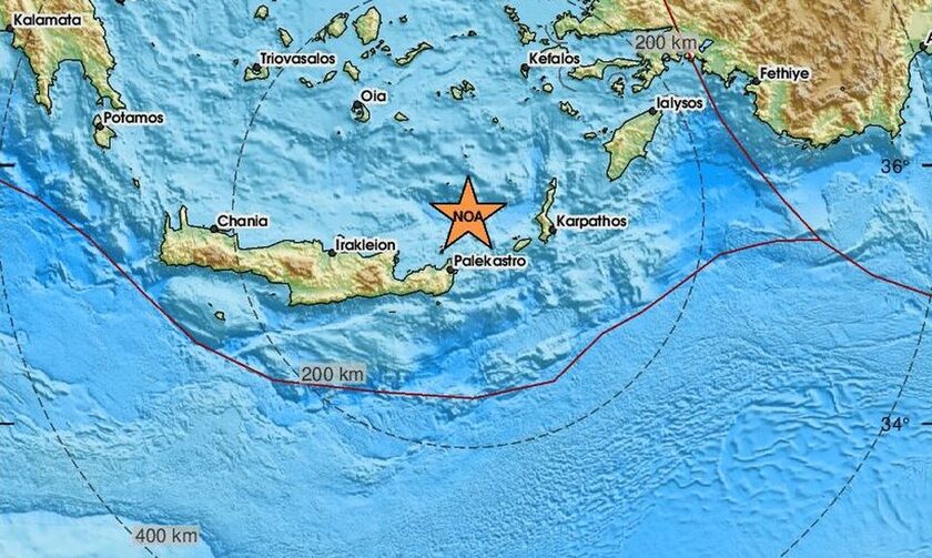 Σεισμός μεταξύ Κρήτης και Καρπάθου
