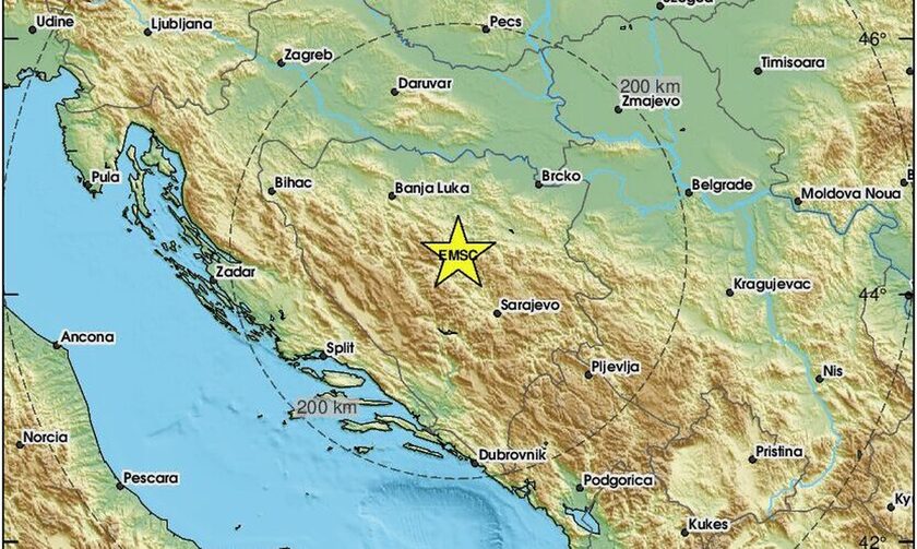 Ισχυρός σεισμός 4,7 βαθμών στη Βοσνία