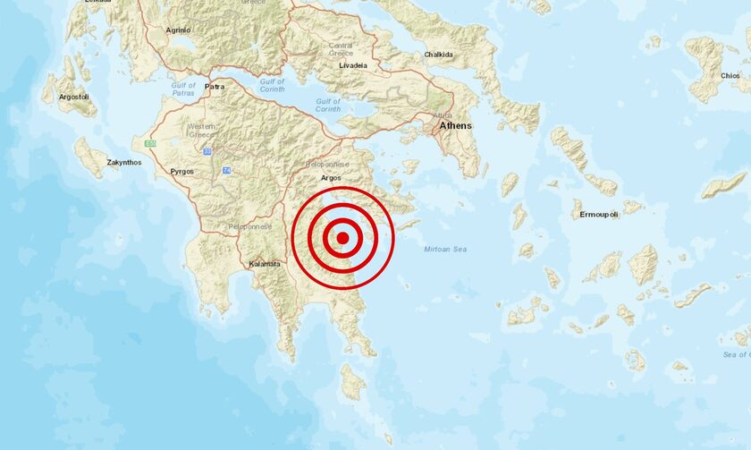 Ο χάρτης με το επίκεντρο του σεισμού 