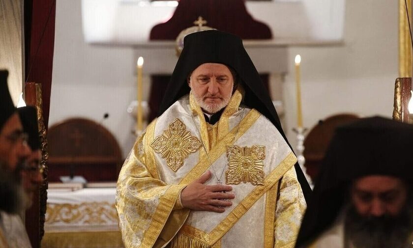 Ο αρχιεπίσκοπος Αμερικής Ελπιδοφόρος στη μονή Φιλοθέου του Αγίου Όρους