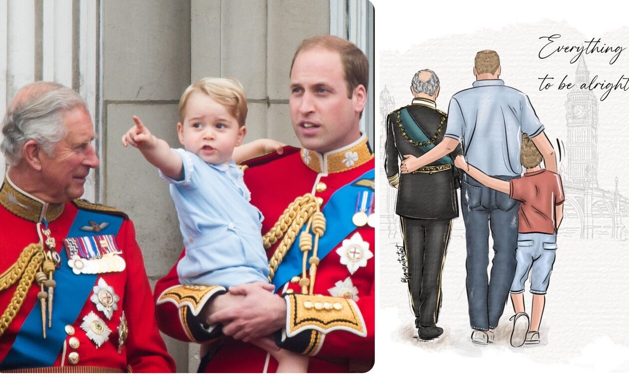 Βασιλιάς Κάρολος: Το συγκινητικό σκίτσο με τους διαδόχους που έγινε viral