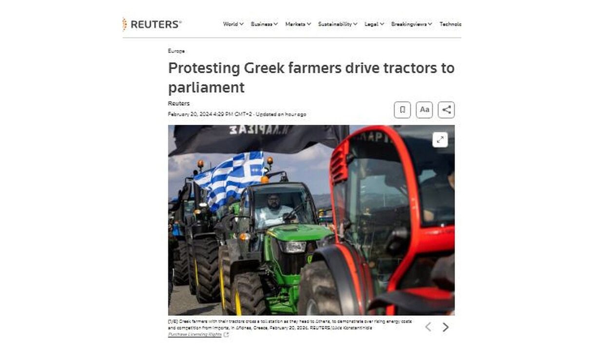 «No farmers, no food»: Τι αναφέρουν τα διεθνή ΜΜΕ για την διαδήλωση αγροτών στην Αθήνα