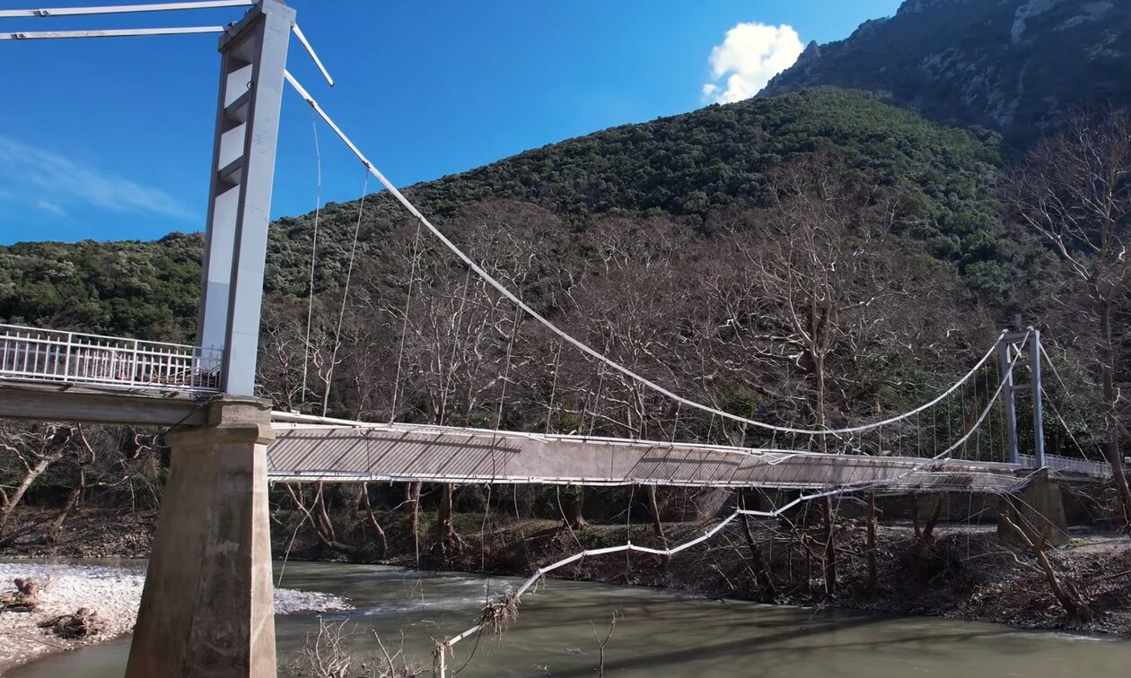 Τέμπη: Εικόνες απόλυτης καταστροφής στη φημισμένη γέφυρα της Αγίας Παρασκευής