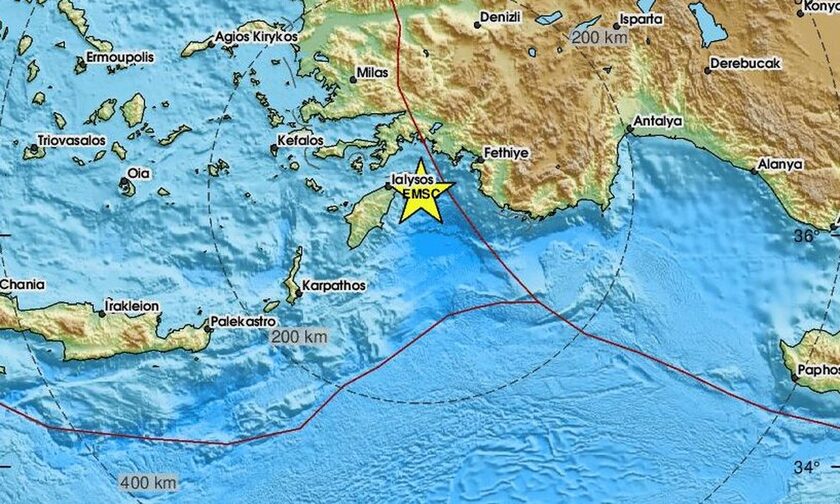 Ο χάρτης με το επίκεντρο του σεισμού